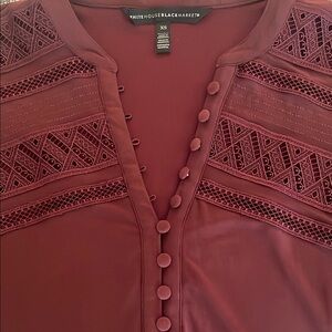 White House Black Market Deep Red Lace Blouse